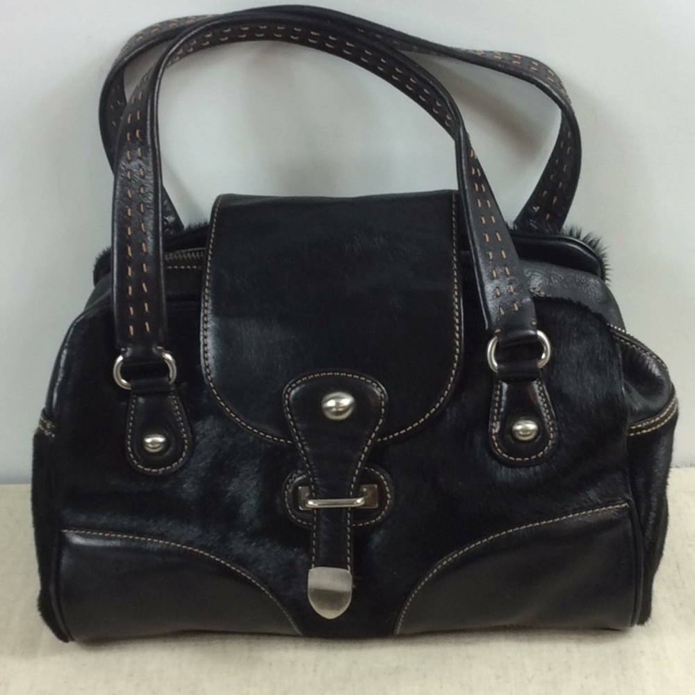 Maxx New York black leather and calf hair bag